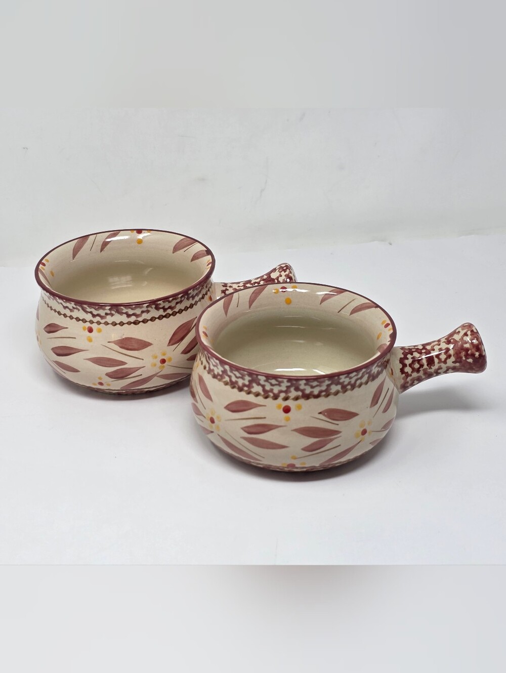 Temp-Tations By Tara Old World Cranberry ceramic Handled soup bowl Set of 2